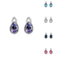 CRYSTALLIZED™ Element Crystal Earring, Brass, with CRYSTALLIZED™, Teardrop, platinum plated, for woman & faceted, more colors for choice, nickel, lead & cadmium free, 12x22mm, Sold By Pair