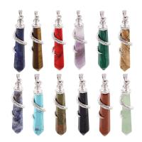Gemstone Pendants Jewelry, with Tibetan Style, Icicle, different materials for choice, 12x52x10mm, Hole:Approx 4x6mm, Sold By PC