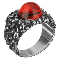 Stainless Steel Finger Ring with Glass Unisex & blacken 17mm Sold By PC