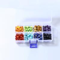 Natürliche Lava Perlen, Edelstein, mit Kunststoff Kasten, rund, 8mm, 137x68x27mm, Bohrung:ca. 1mm, ca. 160PCs/Box, verkauft von Box