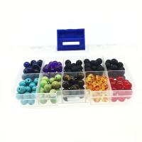 Mixed Gemstone Beads, Lava, with Plastic Box & Gemstone & Amber, Round, 8mm, 128x65x22mm, Hole:Approx 1mm, 200PCs/Box, Sold By Box