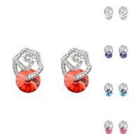 CRYSTALLIZED™ Element Crystal Earring, Brass, with CRYSTALLIZED™, Flower, platinum plated, for woman & faceted, more colors for choice, nickel, lead & cadmium free, 14x20mm, Sold By Pair