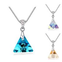 CRYSTALLIZED™ Element Crystal Necklace, Brass, with CRYSTALLIZED™, with 5cm extender chain, Triangle, platinum plated, box chain & for woman & faceted, more colors for choice, nickel, lead & cadmium free, 15x25mm, Sold Per Approx 15.5 Inch Strand