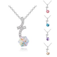 CRYSTALLIZED™ Element Crystal Necklace, Brass, with CRYSTALLIZED™, with 5cm extender chain, platinum plated, oval chain & for woman & faceted, more colors for choice, nickel, lead & cadmium free, 8x23mm, Sold Per Approx 15.5 Inch Strand
