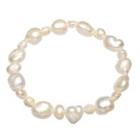 Perlas cultivadas de agua dulce Pulsera, natural, para mujer, Blanco, 7-8mm, 10-11mm, Vendido para aproximado 7.5 Inch Sarta