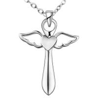 925 Sterling Silver Necklaces Angel Wing Cross platinum plated oval chain & for woman & hollow nickel lead & cadmium free Sold Per Approx 18 Inch Strand