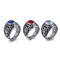 Rustfrit stål Mænd Finger Ring, Titanium Stål, Unisex & forskellig størrelse for valg & med cubic zirconia & sværte, flere farver til valg, 6mm, Solgt af PC