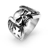 Stainless Steel Finger Ring for Men Titanium Steel Skull polished & for man & blacken 18mm Sold By PC