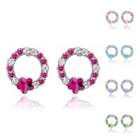 Brass Stud Earring with CRYSTALLIZED™ Flower platinum plated for woman & faceted nickel lead & cadmium free Sold By Pair