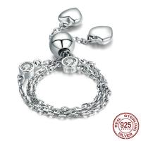 925 Sterling Silver Bangle Bracelet, platinum plated, adjustable & oval chain & for woman & with cubic zirconia, Sold Per Approx 8.8 Inch Strand