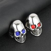 Titanium Steel Finger Ring, Skull, polished, different size for choice & for man & with rhinestone & blacken, more colors for choice, 30mm, Sold By PC