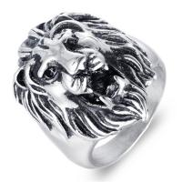 Rustfrit stål Mænd Finger Ring, Titanium Stål, Lion, poleret, forskellig størrelse for valg & for mennesket & sværte, 35mm, Hole:Ca. 15mm, Solgt af PC