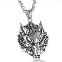 Titanium Steel Pendant, Wolf, polished, blacken, 36x43mm, Hole:Approx 7.4x4.6mm, Sold By PC
