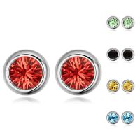 Brass Stud Earring, with CRYSTALLIZED™, Flat Round, platinum plated, for woman & faceted, more colors for choice, nickel, lead & cadmium free, 9x9mm, Sold By Pair