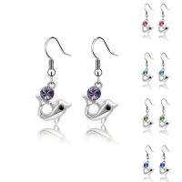 CRYSTALLIZED™ Element Crystal Earring, Brass, with CRYSTALLIZED™, Dolphin, platinum plated, for woman & faceted, more colors for choice, nickel, lead & cadmium free, 14x35mm, Sold By Pair