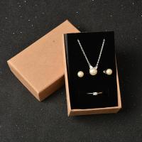 Cardboard Jewelry Set Box Kraft finger ring & earring & necklace Sold By Lot
