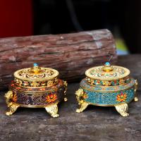 Traditional Ceramic Inserted Burner Incense Seat, Copper Alloy, plated, enamel, more colors for choice, 106x75mm, Sold By PC