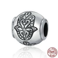 Thailand Sterling Silver European Bead, Drum, without troll, 11x11mm, Hole:Approx 4.5-5mm, Sold By PC