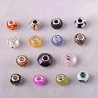 Lampwork European Large Hole Beads, handmade, different size for choice & brass double core without troll, Random Color, Hole:Approx 5mm, Sold By PC