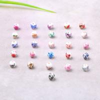Porzellan Perle, rund, Aufkleber, gemischte Farben, 6mm, Bohrung:ca. 2mm, verkauft von PC