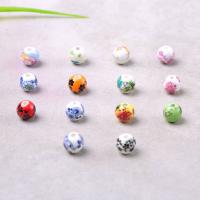 Porzellan Perle, rund, Aufkleber, gemischte Farben, 10mm, Bohrung:ca. 2mm, verkauft von PC