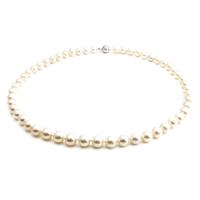 Natural Freshwater Pearl Necklace, with Rhinestone, brass box clasp, Round, white, Grade AAA, 7-8mm, Sold Per 17 Inch Strand