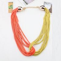 Tibetan Style Jewelry Necklace, gold color plated, with painted & for woman, more colors for choice, lead & cadmium free, 500mm, Sold Per Approx 19.5 Inch Strand