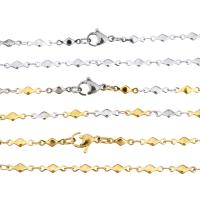 Stainless Steel Necklace Chain, Rhombus, plated, Unisex, more colors for choice, 10x3mm, Length:Approx 17 Inch, 10Strands/Lot, Sold By Lot