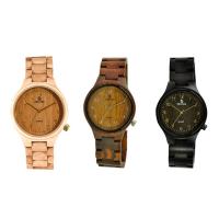 Wood Watch Bracelet with Glass & Stainless Steel plated Life water resistant & Unisex Length Approx 9 Inch Sold By PC