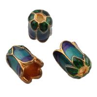 Tibetan Style Bead Cap, Flower, gold color plated, enamel, lead & cadmium free, 8x11x8mm, Hole:Approx 1.5mm, 10PCs/Bag, Sold By Bag
