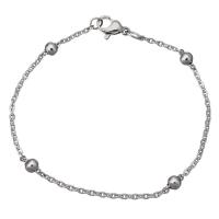 Bijoux bracelet en acier inoxydable, chaîne ovale & pour femme, couleur originale, 5mm, 1mm, Longueur:Environ 6 pouce, 10Strandstoron/lot, Vendu par lot