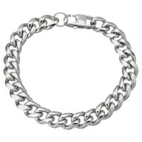 Stainless Steel Jewelry Bracelet curb chain & for woman original color 10.50mm Length Approx 8 Inch Sold By Lot