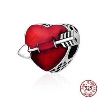 Thailand Sterling Silver European Bead, Heart, without troll & enamel, 11x18mm, Hole:Approx 4.5-5mm, Sold By PC