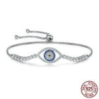 Cubic Zirconia Micro Pave Sterling Silver Bracelet 925 Sterling Silver Evil Eye platinum plated box chain & micro pave cubic zirconia & for woman Sold Per Approx 9.8 Inch Strand