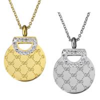 Stainless Steel Jewelry Necklace, with Rhinestone Clay Pave, plated, oval chain & for woman, more colors for choice, 20x28mm, 1.5mm, Sold Per Approx 17 Inch Strand