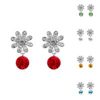 CRYSTALLIZED™ Element Crystal Earring, Brass, with CRYSTALLIZED™, Flower, platinum plated, for woman & faceted, more colors for choice, nickel, lead & cadmium free, 13x25mm, Sold By Pair