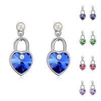 CRYSTALLIZED™ Element Crystal Earring, Brass, with CRYSTALLIZED™, Heart, platinum plated, for woman & faceted, more colors for choice, nickel, lead & cadmium free, 12x27mm, Sold By Pair