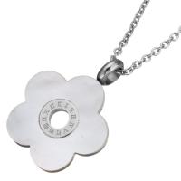 Ожерелье из ракушки, нержавеющая сталь, с Белая ракушка, Форма цветка, с римская цифра & Овальный цепь & Женский, оригинальный цвет, 19x24mm, 1.5mm, Продан через Приблизительно 17 дюймовый Strand