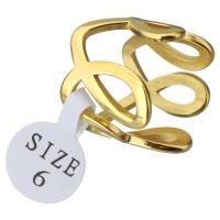 Stainless Steel Finger Ring gold color plated & for woman & hollow 17.50mm Sold By PC