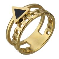 خاتم إصبع الفولاذ المقاوم للصدأ, مع الراتنج, لون الذهب مطلي, حجم مختلفة للاختيار & للمرأة & أجوف, 10mm, تباع بواسطة PC
