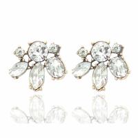Crystal Earrings Zinc Alloy with Crystal stainless steel post pin antique gold color plated faceted & with rhinestone lead & cadmium free Sold By Pair