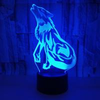 Night Led Light Udover 3D Lampe, Akryl, med ABS plast, Wolf, med USB-interface & med LED-lys & ændre farve maskinskrevet & forskellige stilarter for valg, 220x130mm, Solgt af PC