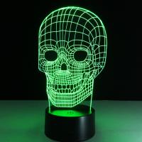 Night Led Light Udover 3D Lampe, Akryl, med ABS plast, Skull, med USB-interface & med LED-lys & ændre farve maskinskrevet & forskellige stilarter for valg, 130x90x220mm, Solgt af PC