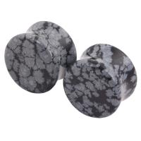 Piercing Tunnel Snowflake Obsidian Flat Round hypo allergic & Unisex Sold By PC