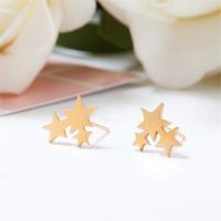 Stainless Steel Stud Earring brass post pin Star plated for woman nickel lead & cadmium free Sold By Pair