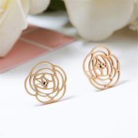 Stainless Steel Stud Earring brass post pin Rose plated for woman nickel lead & cadmium free Sold By Pair