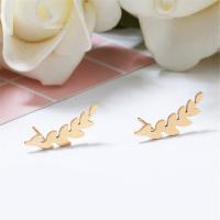 Stainless Steel Stud Earring brass post pin Leaf plated for woman nickel lead & cadmium free Sold By Pair