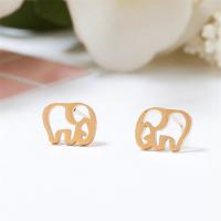 Stainless Steel Stud Earring brass post pin Elephant plated for woman nickel lead & cadmium free Sold By Pair
