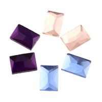Cabochons en verre, rectangle, dos plat & facettes, plus de couleurs à choisir, 10x14x4mm, 550PC/sac, Vendu par sac