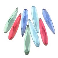 Glass Cabochons, Teardrop, flat back & faceted, more colors for choice, 6x30x3.50mm, 185PCs/Bag, Sold By Bag